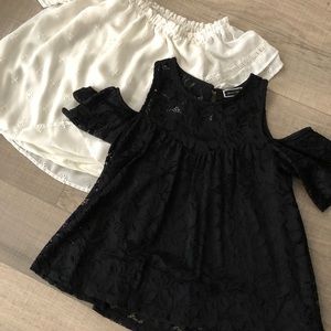 Cute summer top shoulder off floral black white